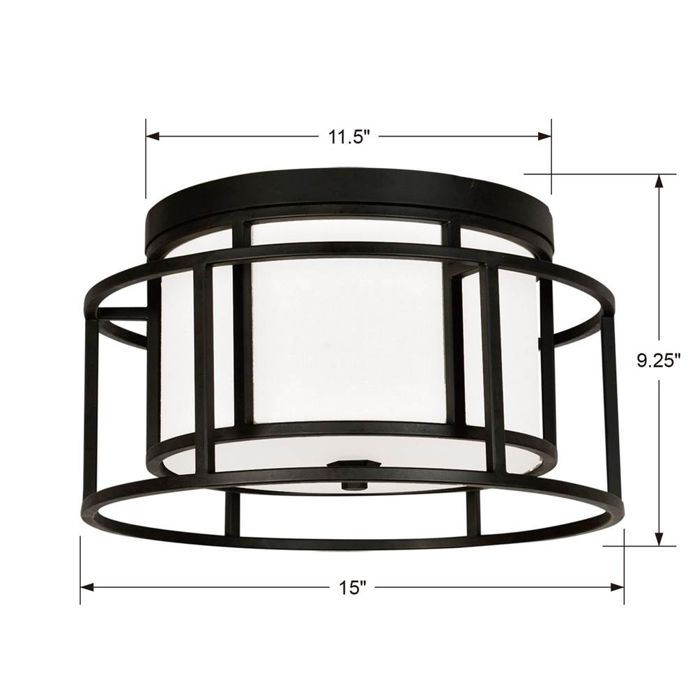 Crystorama 9590-MK Matte Black Brian Patrick Flynn For Crystorama Hulton 2 Light Matte Black Ceiling Mount Image 2
