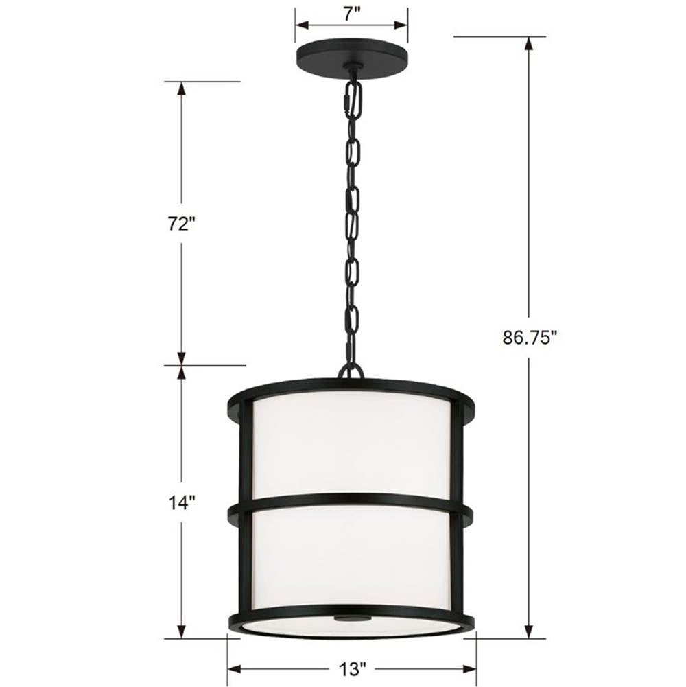 Crystorama 9593-MK Matte Black Brian Patrick Flynn For Crystorama Hulton 3 Light Matte Black Pendant Image 2