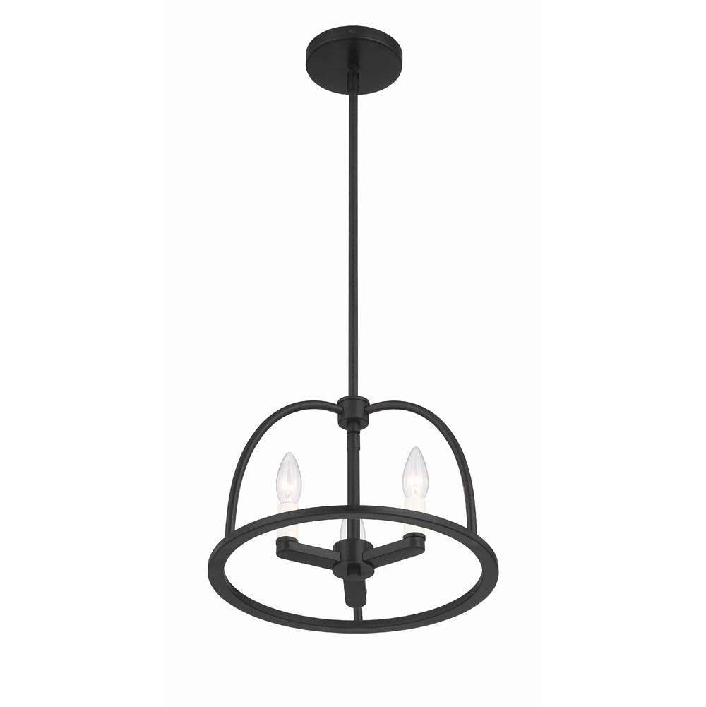 Crystorama Abbott 3 Light Black Chandelier