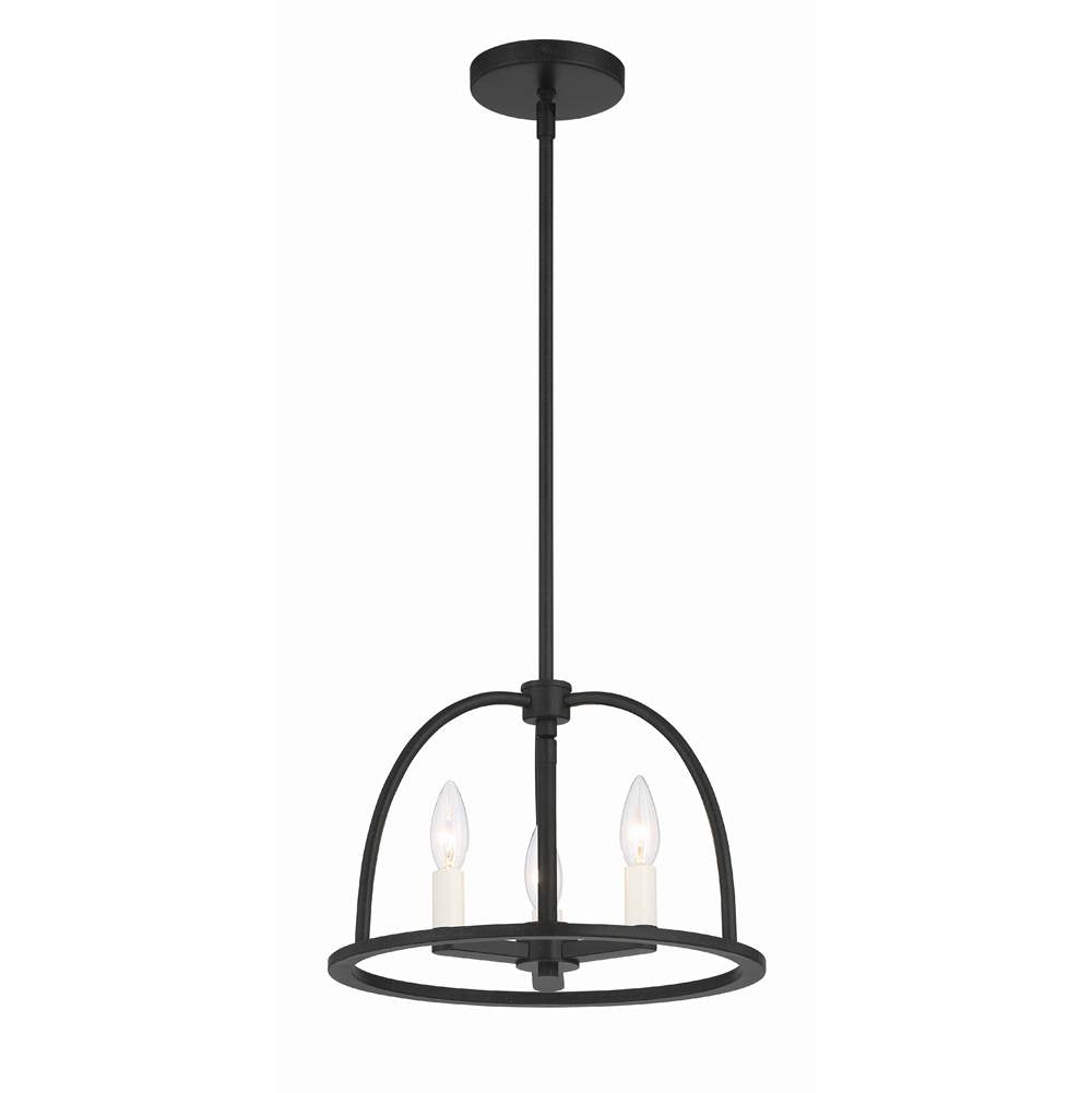 Crystorama ABB-3003-BK Black Abbott 3 Light Black Chandelier Image 4