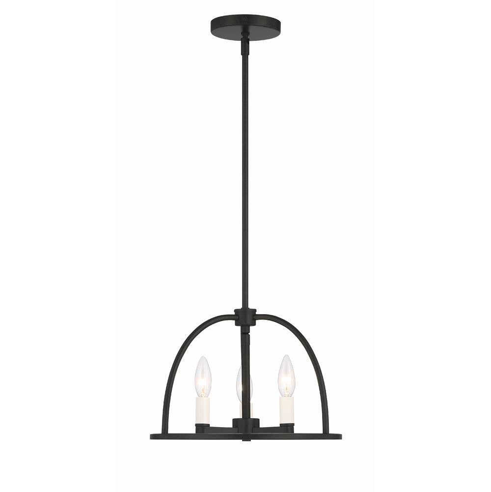 Crystorama ABB-3003-BK Black Abbott 3 Light Black Chandelier Image 3