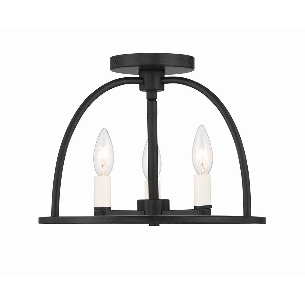 Crystorama ABB-3003-BK_CEILING Black Abbott 3 Light Black Ceiling Mount Image 1