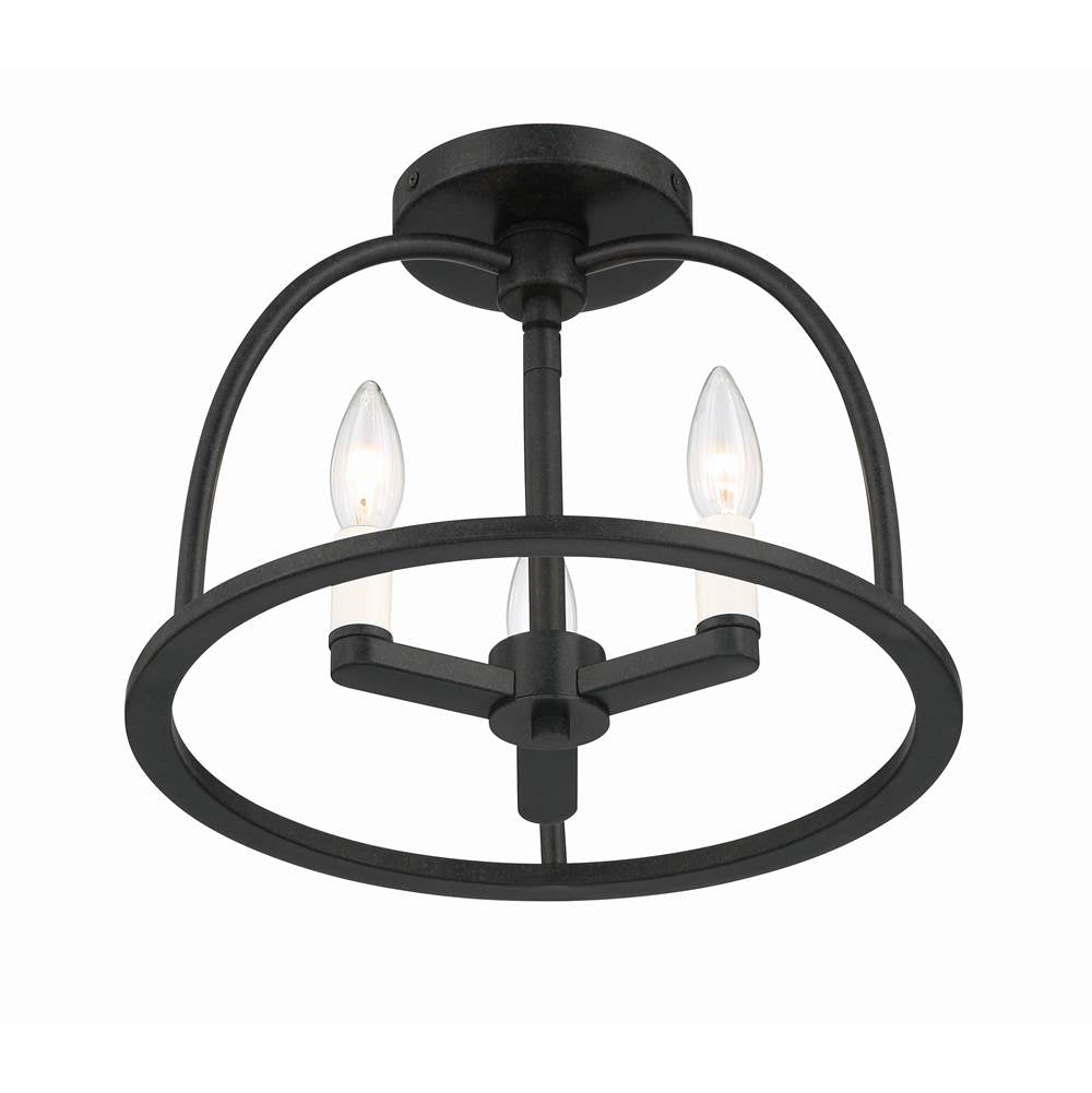 Crystorama Abbott 3 Light Black Ceiling Mount