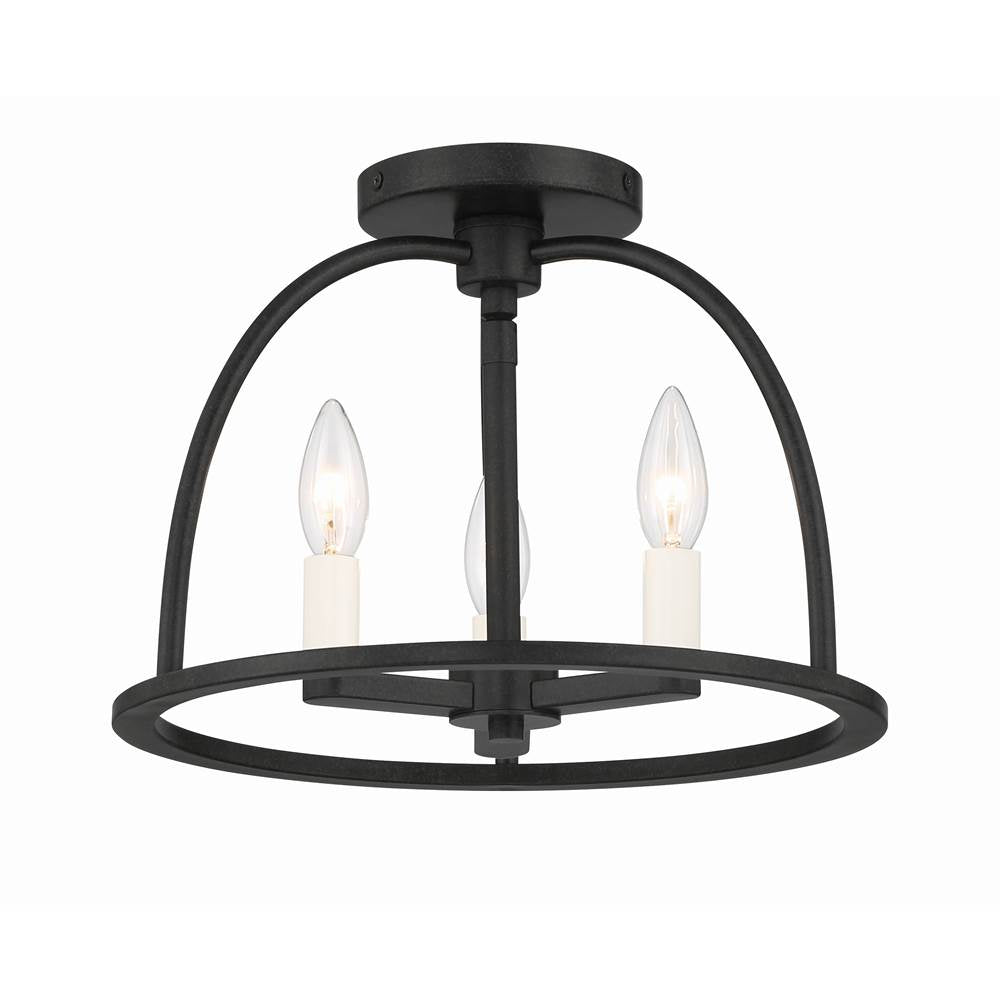Crystorama ABB-3003-BK_CEILING Black Abbott 3 Light Black Ceiling Mount Image 4