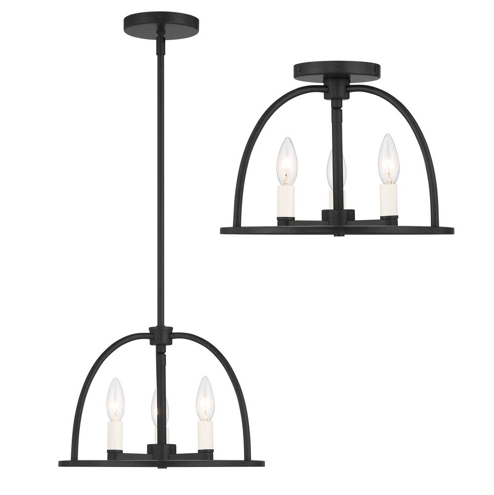 Crystorama ABB-3003-BK_CEILING Black Abbott 3 Light Black Ceiling Mount Image 3