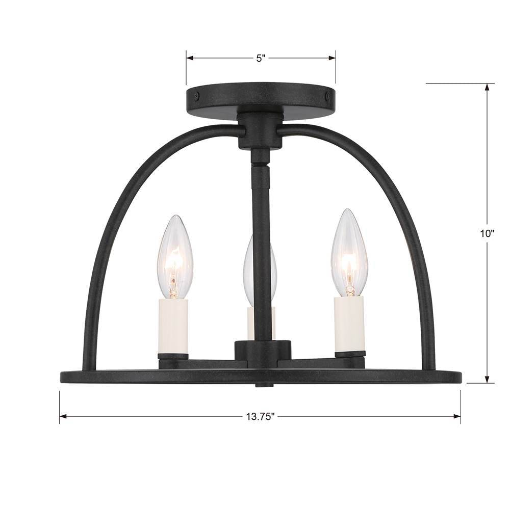 Crystorama ABB-3003-BK_CEILING Black Abbott 3 Light Black Ceiling Mount Image 2