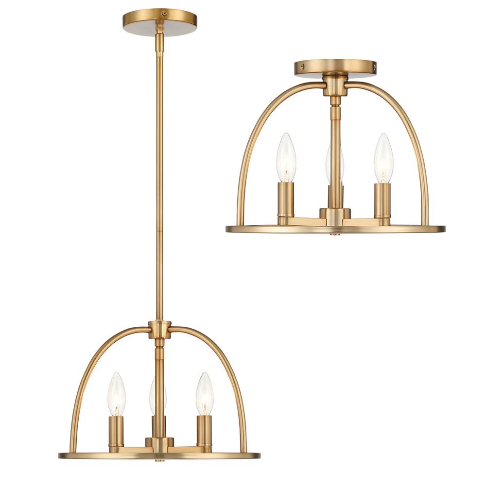 Crystorama ABB-3003-VG Vibrant Gold Abbott 3 Light Vibrant Gold Chandelier Image 4