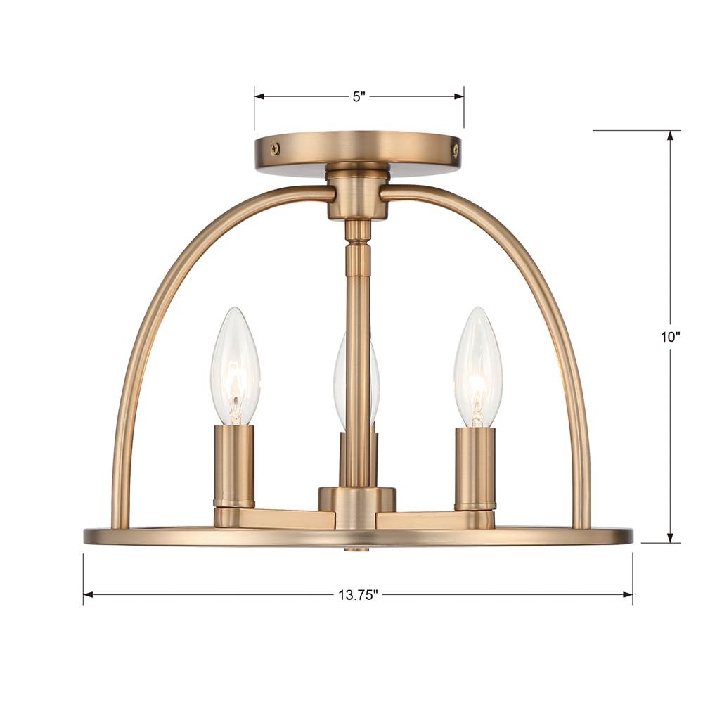 Crystorama ABB-3003-VG_CEILING Vibrant Gold Abbott 3 Light Vibrant Gold Ceiling Mount Image 2