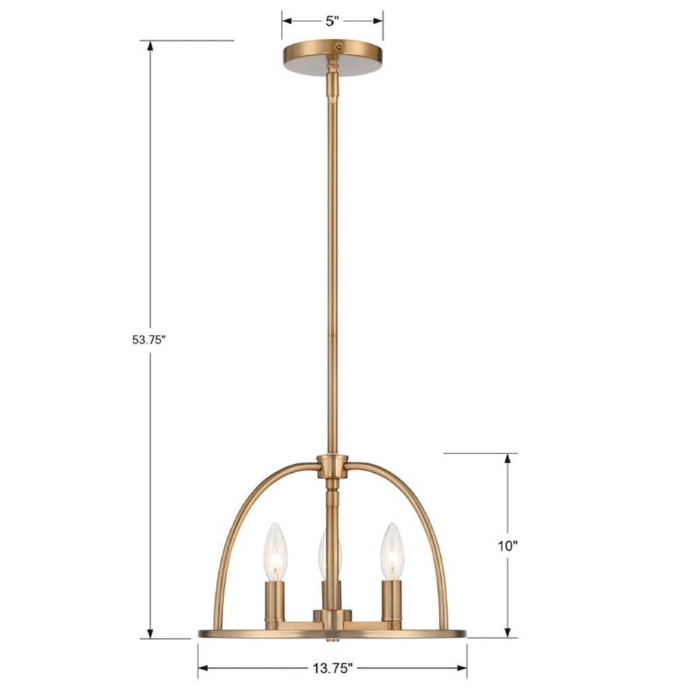 Crystorama ABB-3003-VG Vibrant Gold Abbott 3 Light Vibrant Gold Chandelier Image 2