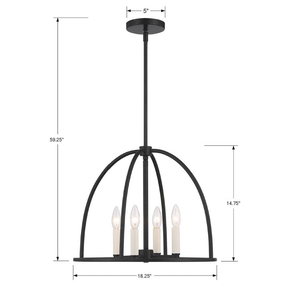 Crystorama ABB-3004-BK Black Abbott 4 Light Black Chandelier Image 2