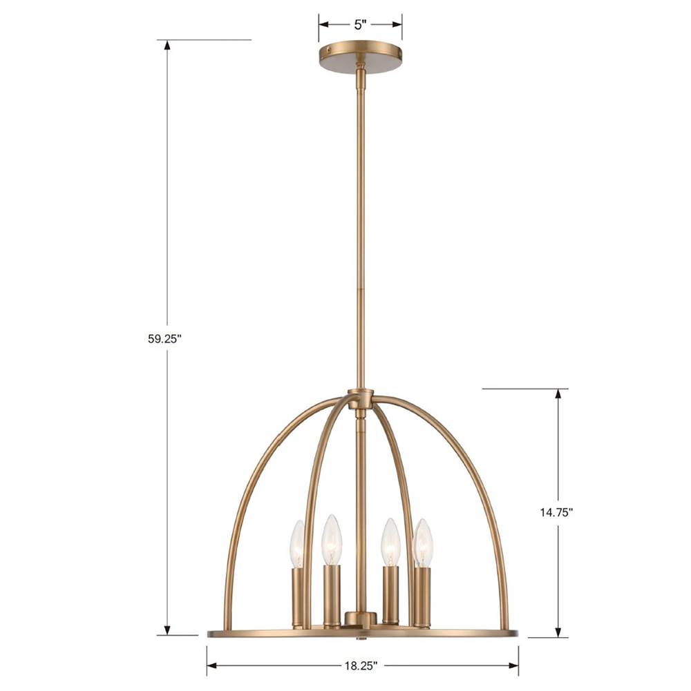 Crystorama ABB-3004-VG Vibrant Gold Abbott 4 Light Vibrant Gold Chandelier Image 2