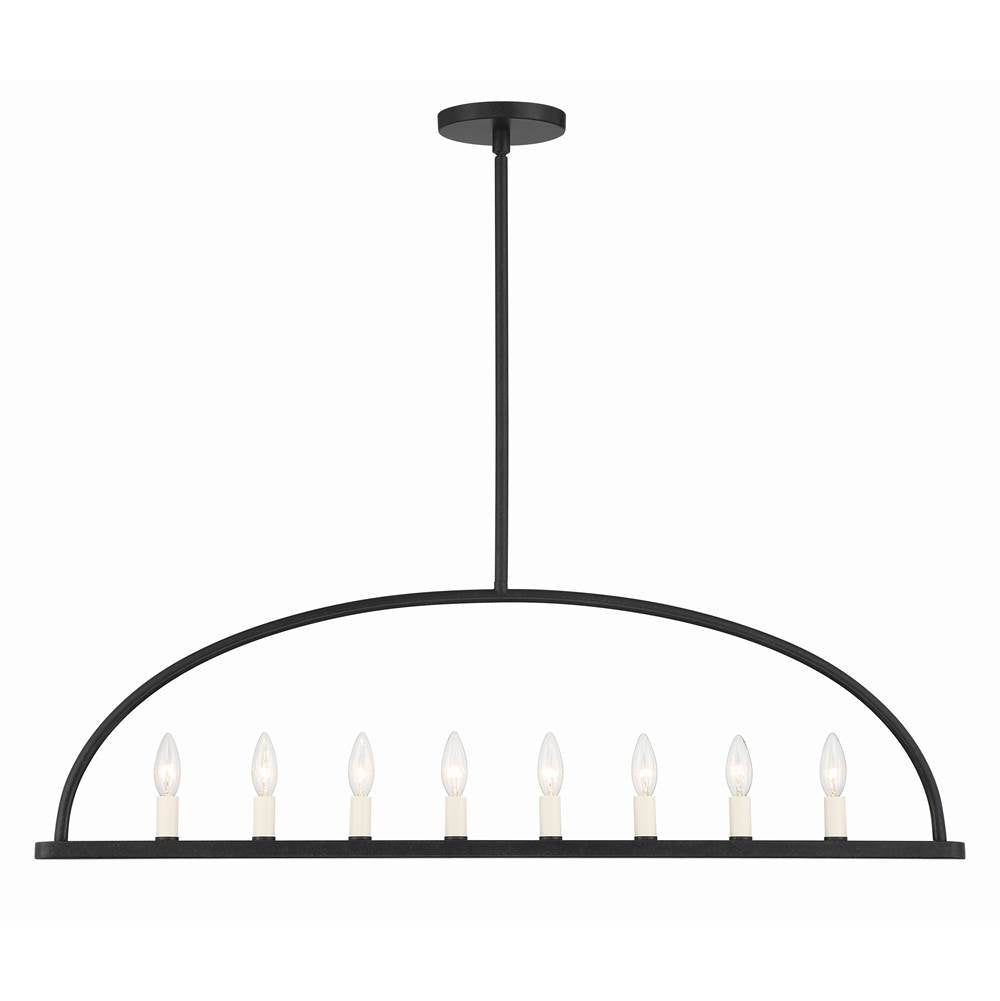 Crystorama ABB-3007-BK Black Abbott 8 Light Black Linear Chandelier Image 1