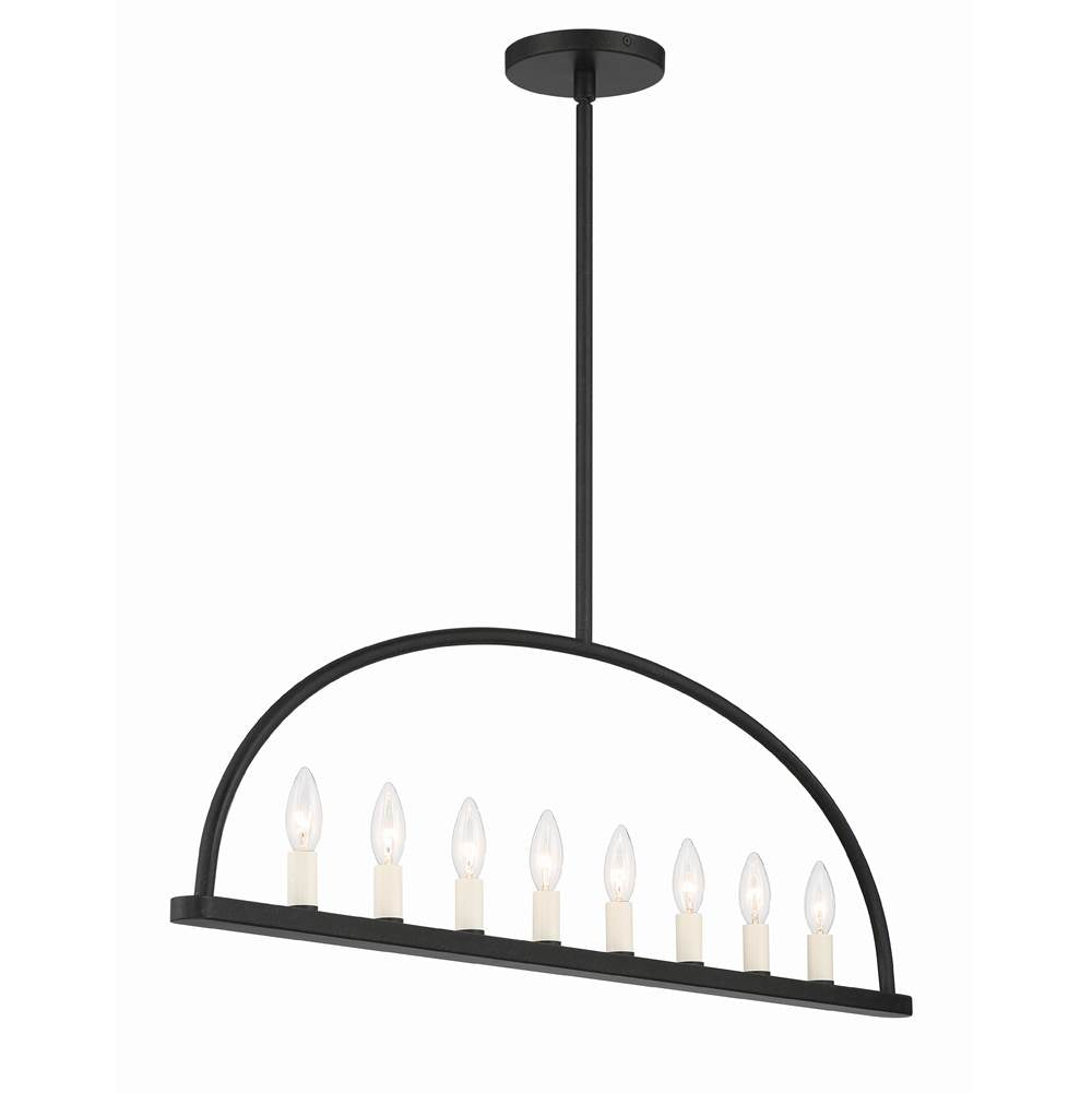 Crystorama ABB-3007-BK Black Abbott 8 Light Black Linear Chandelier Image 4