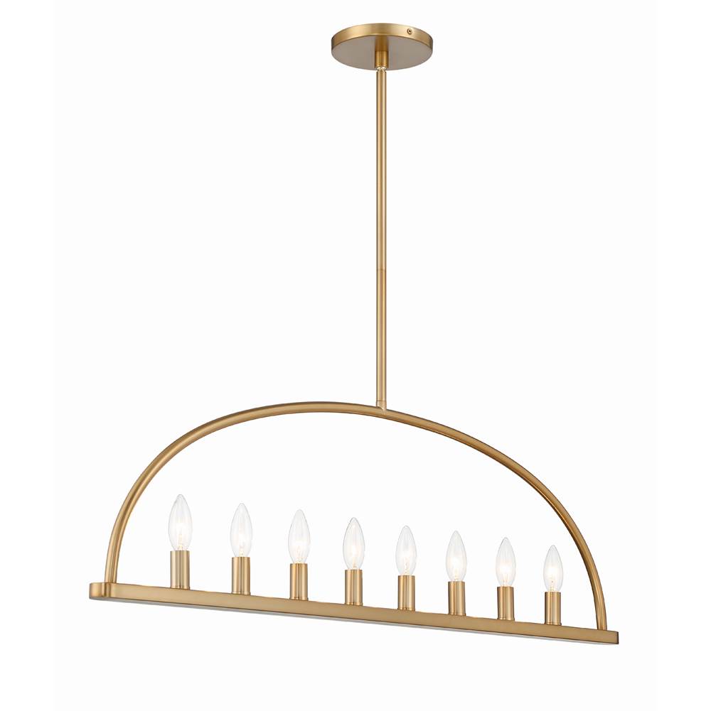 Crystorama ABB-3007-VG Vibrant Gold Abbott 8 Light Vibrant Gold Linear Chandelier Image 4