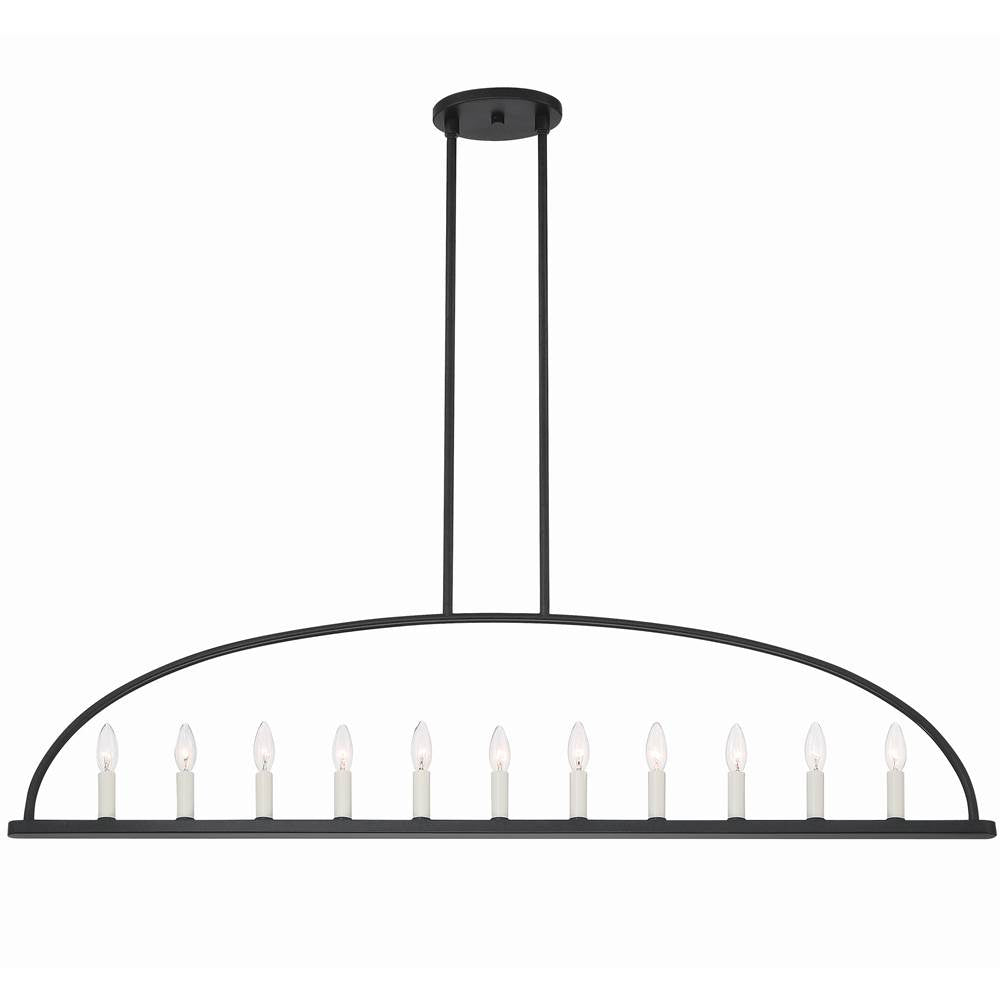 Crystorama ABB-3009-BK Black Abbott 11 Light Black Linear Chandelier Image 1