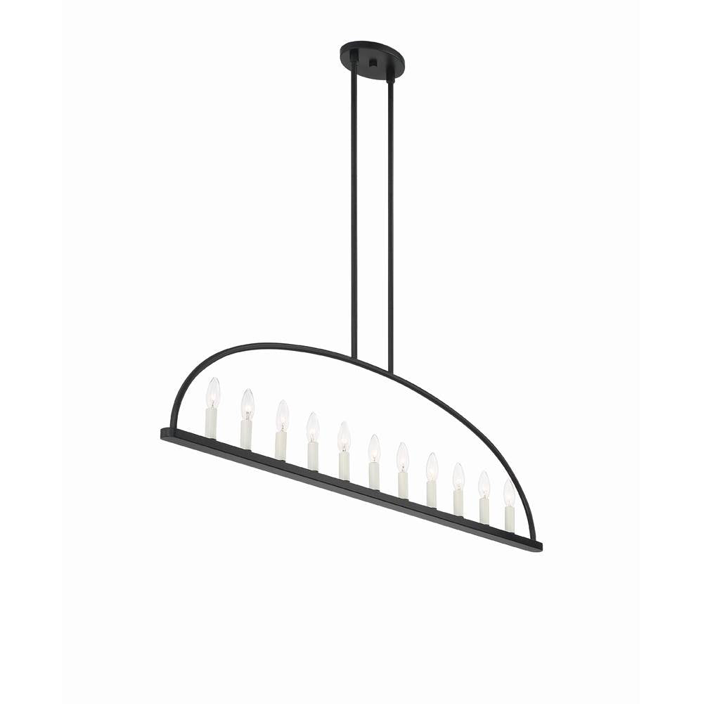 Crystorama Abbott 11 Light Black Linear Chandelier