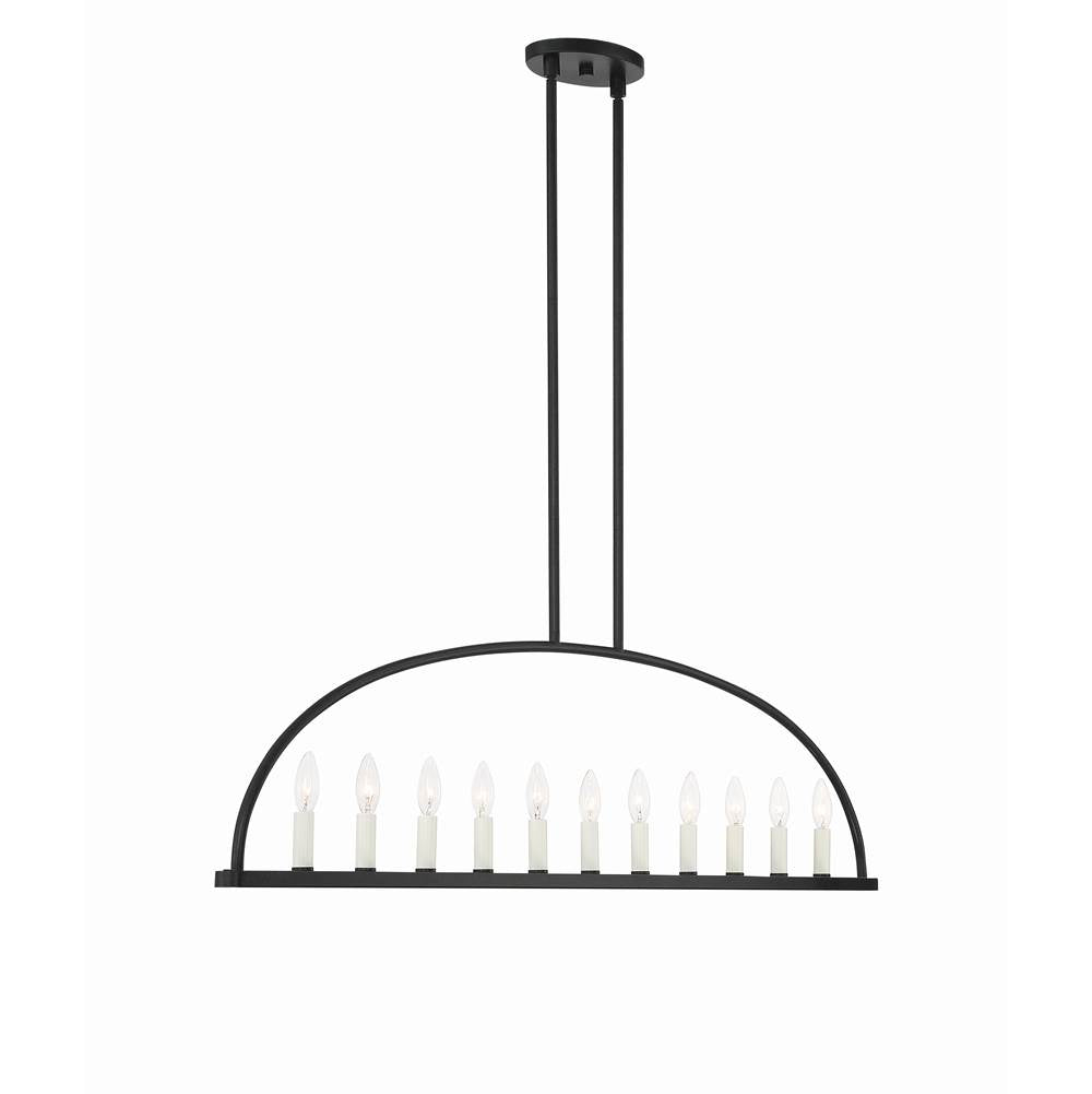 Crystorama ABB-3009-BK Black Abbott 11 Light Black Linear Chandelier Image 5