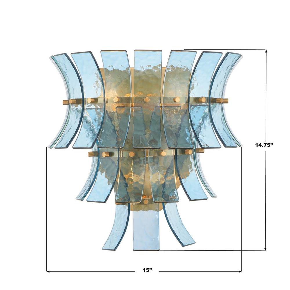 Crystorama ABI-2002-AG-BL Aged Brass Abigail 3 Light Aged Brass Sconce Image 4