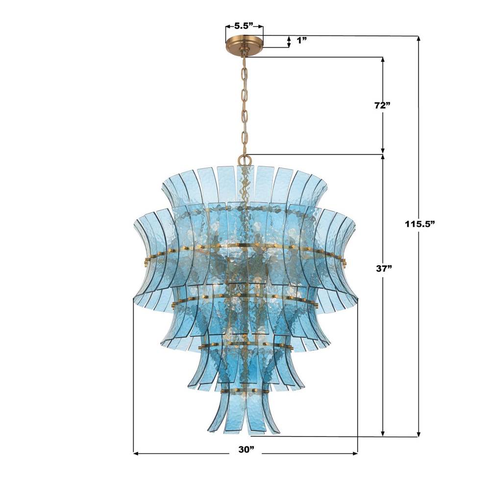 Crystorama ABI-2008-AG-BL Aged Brass Abigail 21 Light Aged Brass Chandelier Image 2