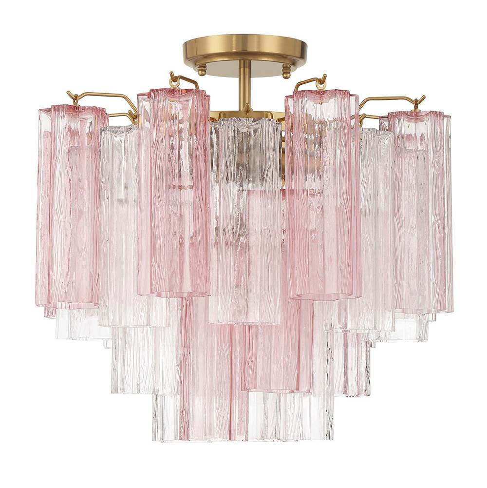 Crystorama Addis 4 Light Aged Brass Semi Flush Mount