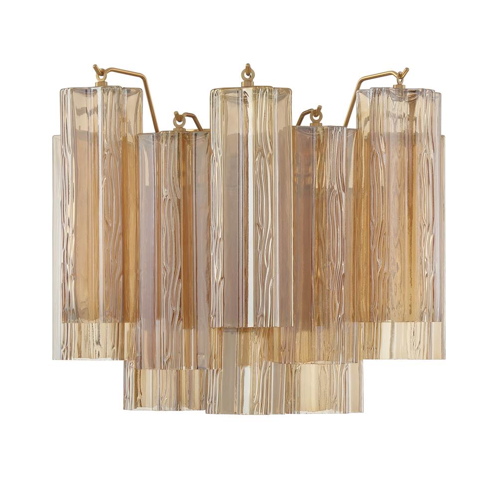 Crystorama ADD-302-AG-AM Aged Brass Addis 2 Light Aged Brass Wall Mount Image 1