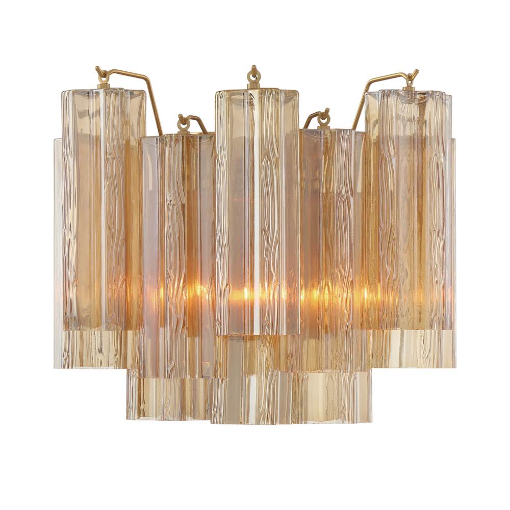 Crystorama Addis 2 Light Aged Brass Wall Mount