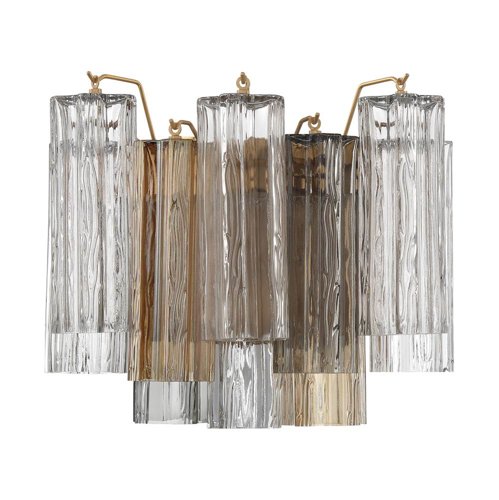 Crystorama ADD-302-AG-AU Aged Brass Addis 2 Light Aged Brass Wall Mount Image 1