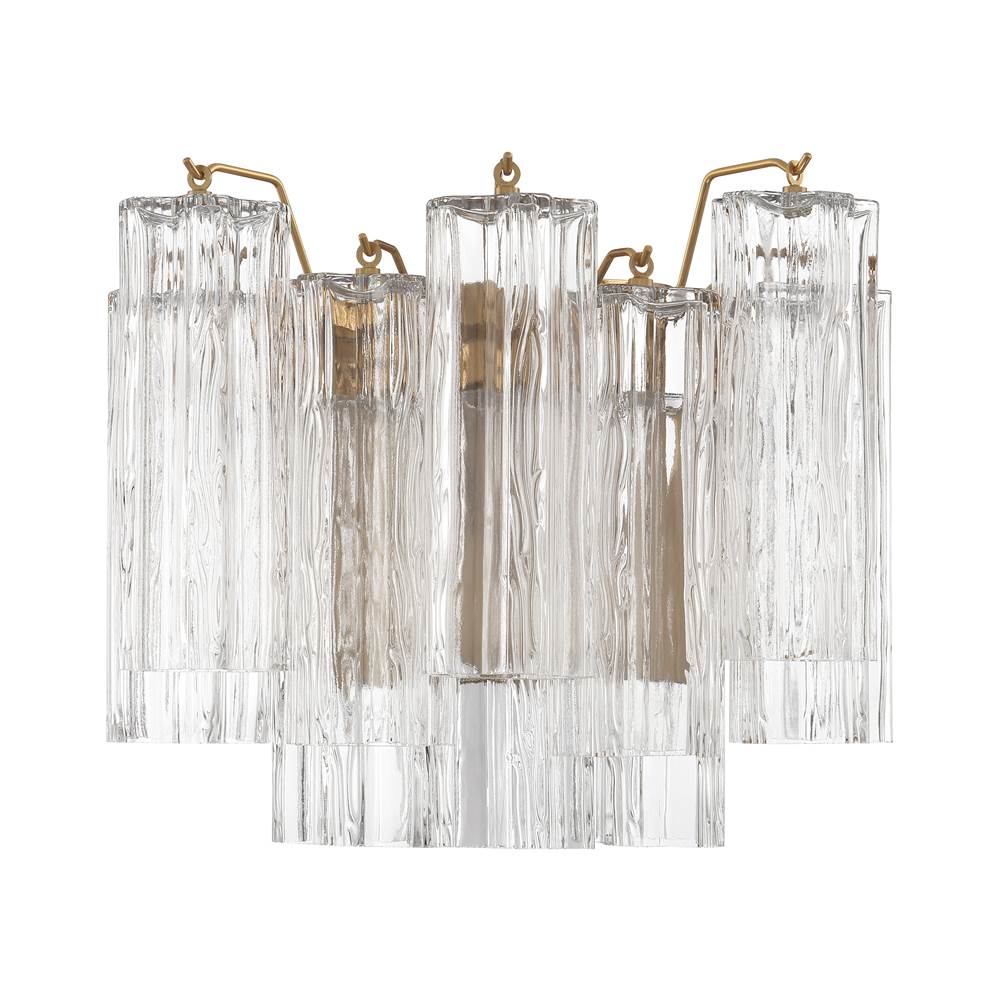 Crystorama ADD-302-AG-CL Aged Brass Addis 2 Light Aged Brass Wall Mount Image 1