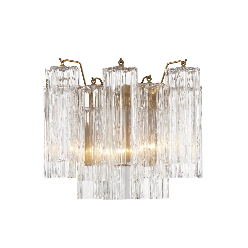 Crystorama Addis 2 Light Aged Brass Wall Mount