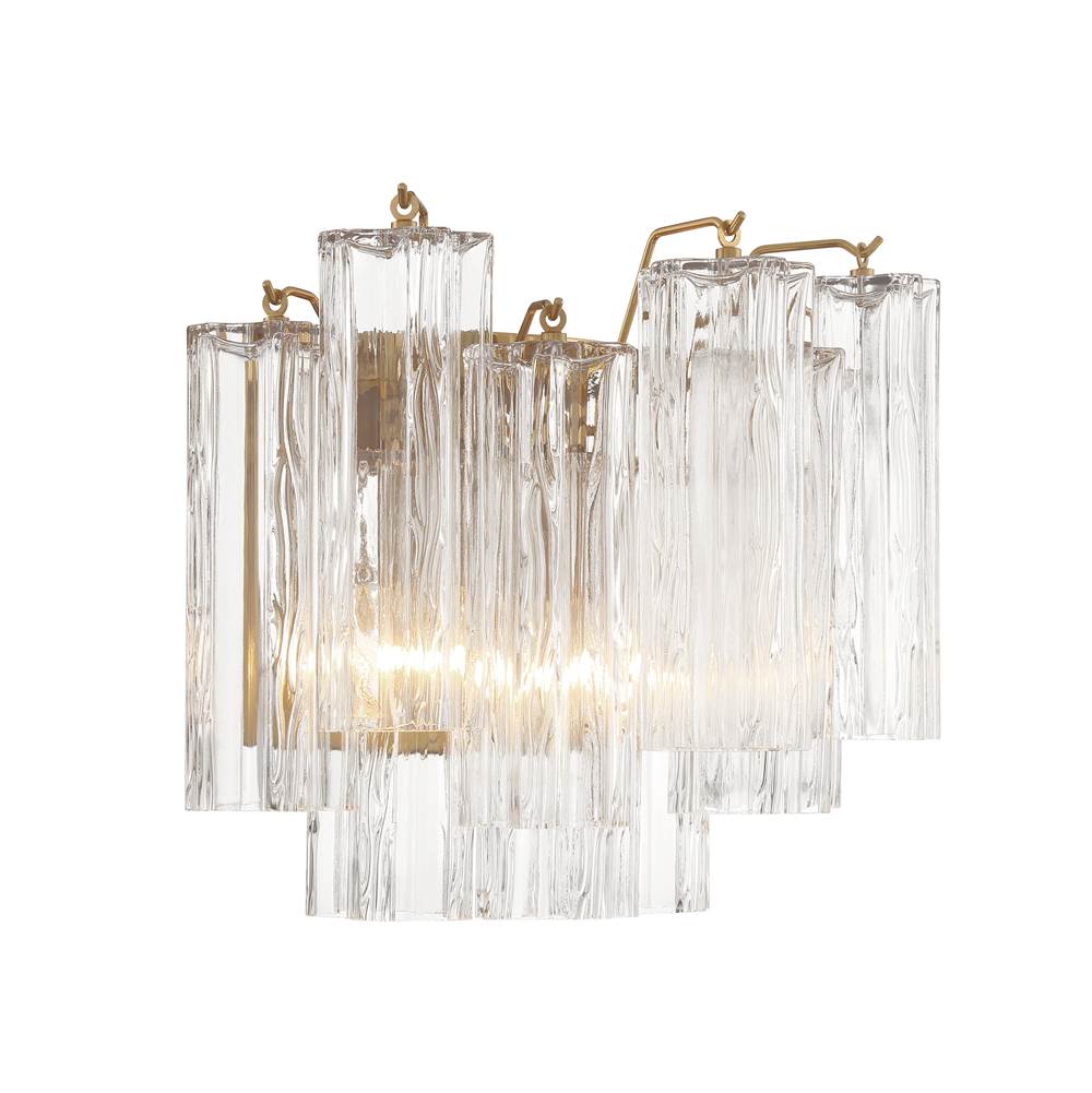 Crystorama ADD-302-AG-CL Aged Brass Addis 2 Light Aged Brass Wall Mount Image 3