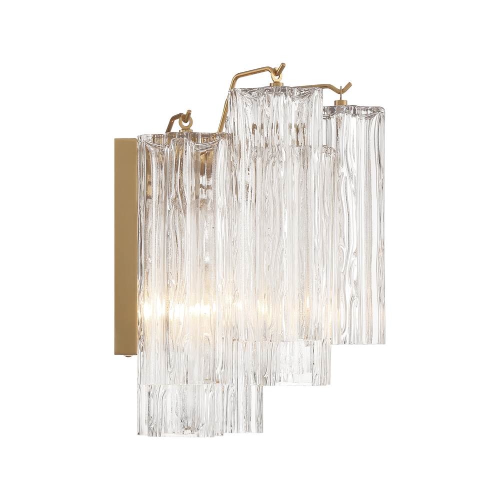 Crystorama ADD-302-AG-CL Aged Brass Addis 2 Light Aged Brass Wall Mount Image 2
