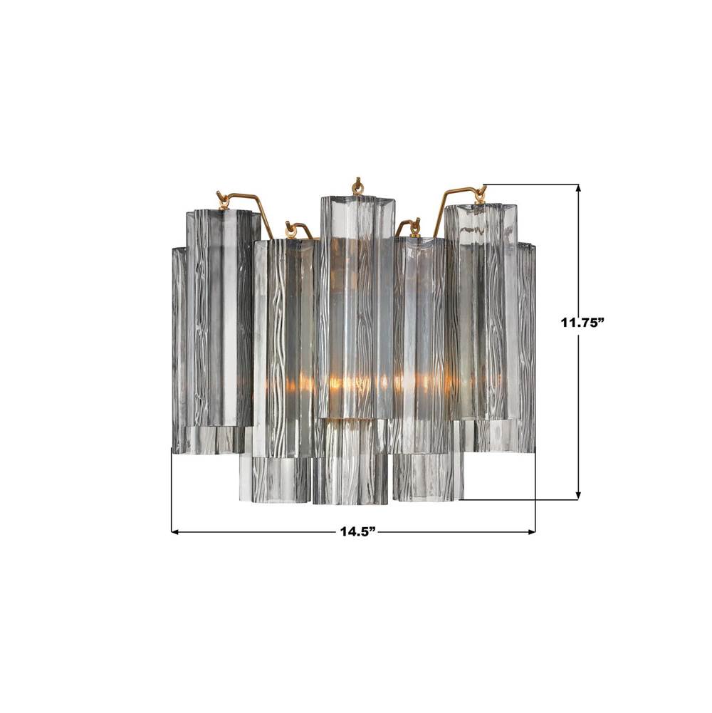 Crystorama ADD-302-AG-SM Aged Brass Addis 2 Light Aged Brass Sconce Image 3