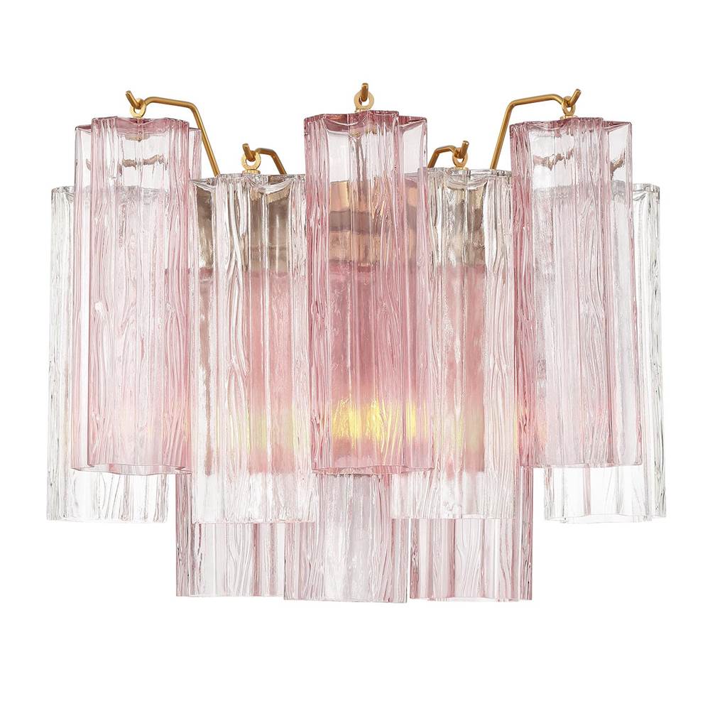 Crystorama ADD-302-AG-SP Aged Brass Addis 2 Light Aged Brass Sconce Image 1