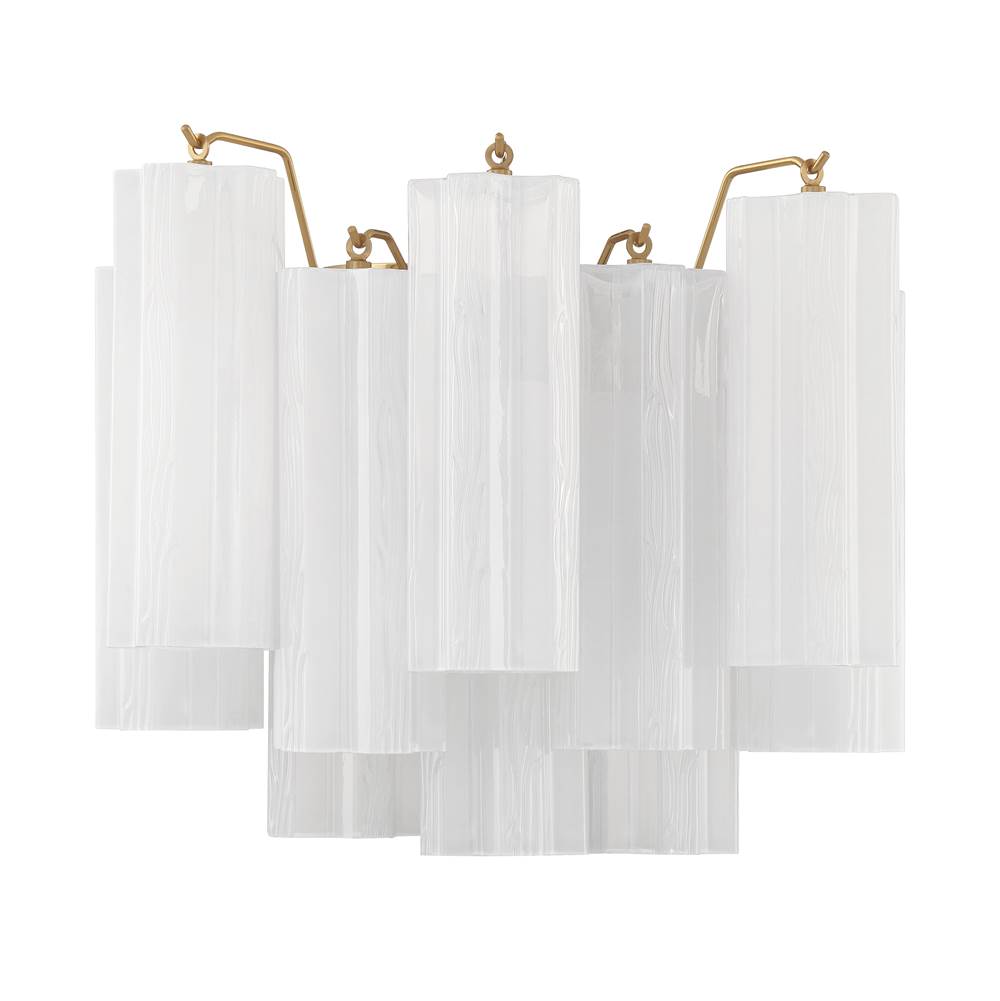Crystorama ADD-302-AG-WH Aged Brass Addis 2 Light Aged Brass Wall Mount Image 1