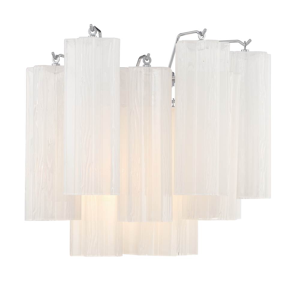 Crystorama ADD-302-CH-WH Polished Chrome Addis 2 Light Polished Chrome Wall Mount Image 3