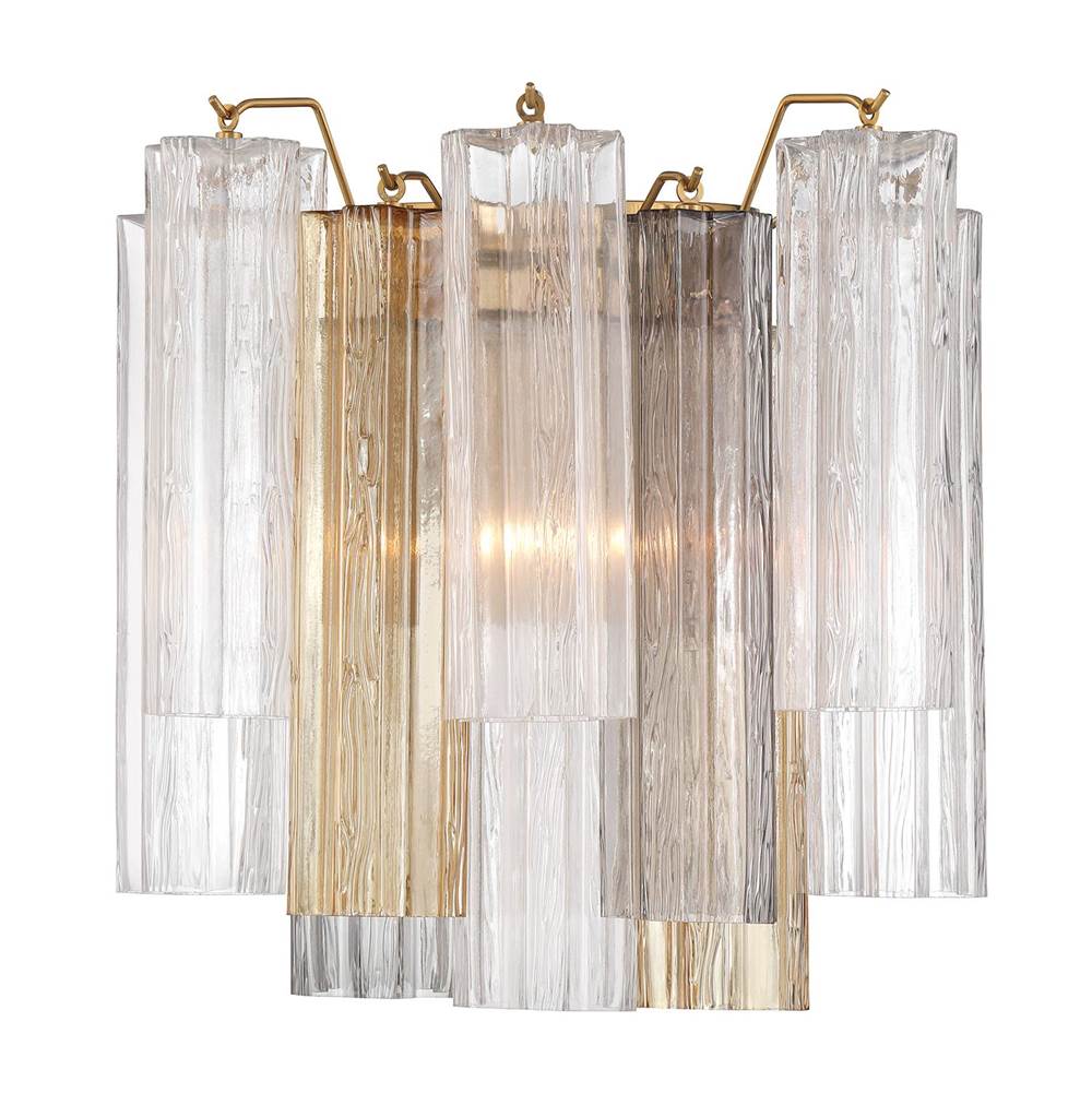 Crystorama ADD-303-AG-AU Aged Brass Addis 2 Light Aged Brass Sconce Image 1