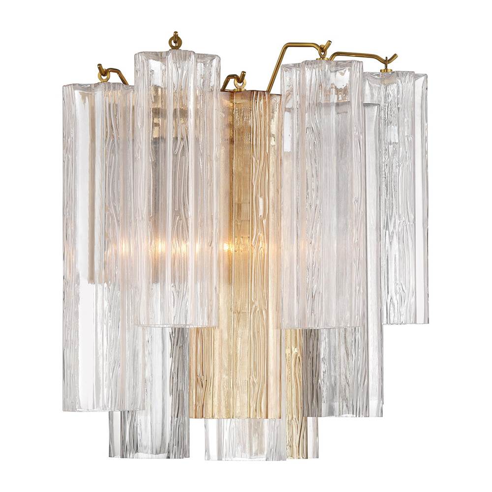 Crystorama ADD-303-AG-AU Aged Brass Addis 2 Light Aged Brass Sconce Image 5