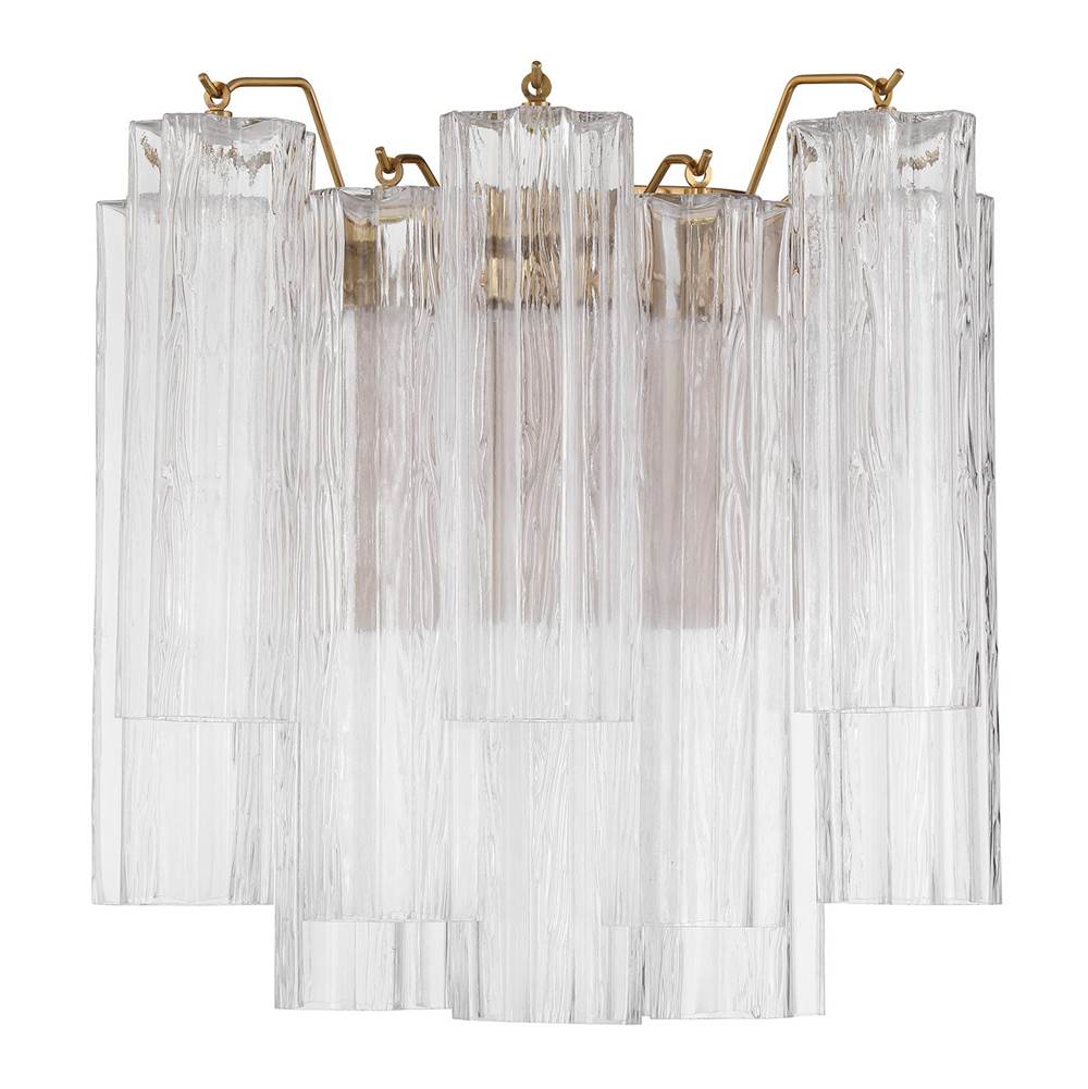 Crystorama Addis 2 Light Aged Brass Sconce