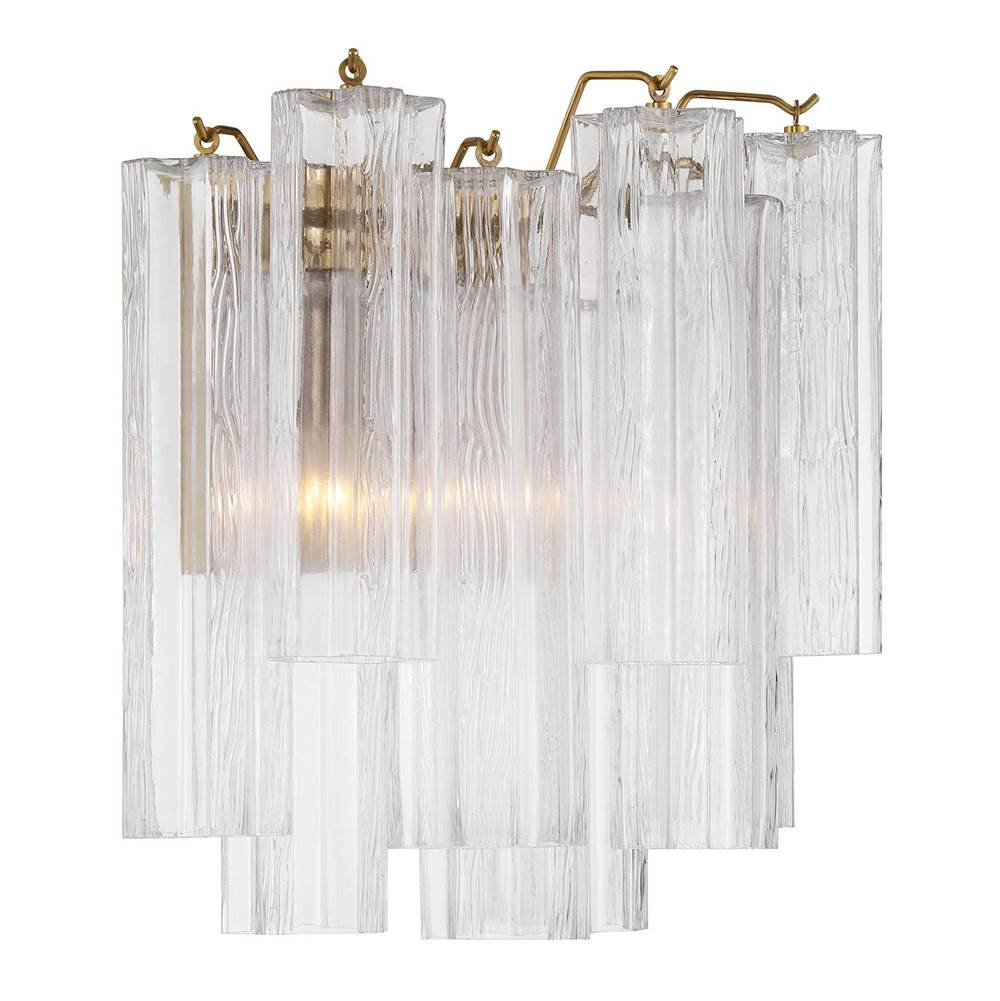 Crystorama ADD-303-AG-CL Aged Brass Addis 2 Light Aged Brass Sconce Image 5