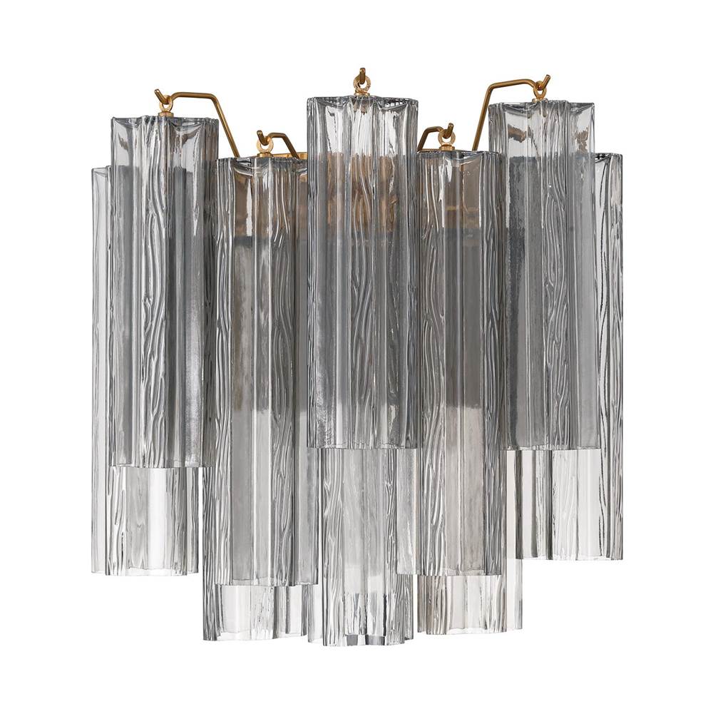 Crystorama Addis 2 Light Aged Brass Sconce