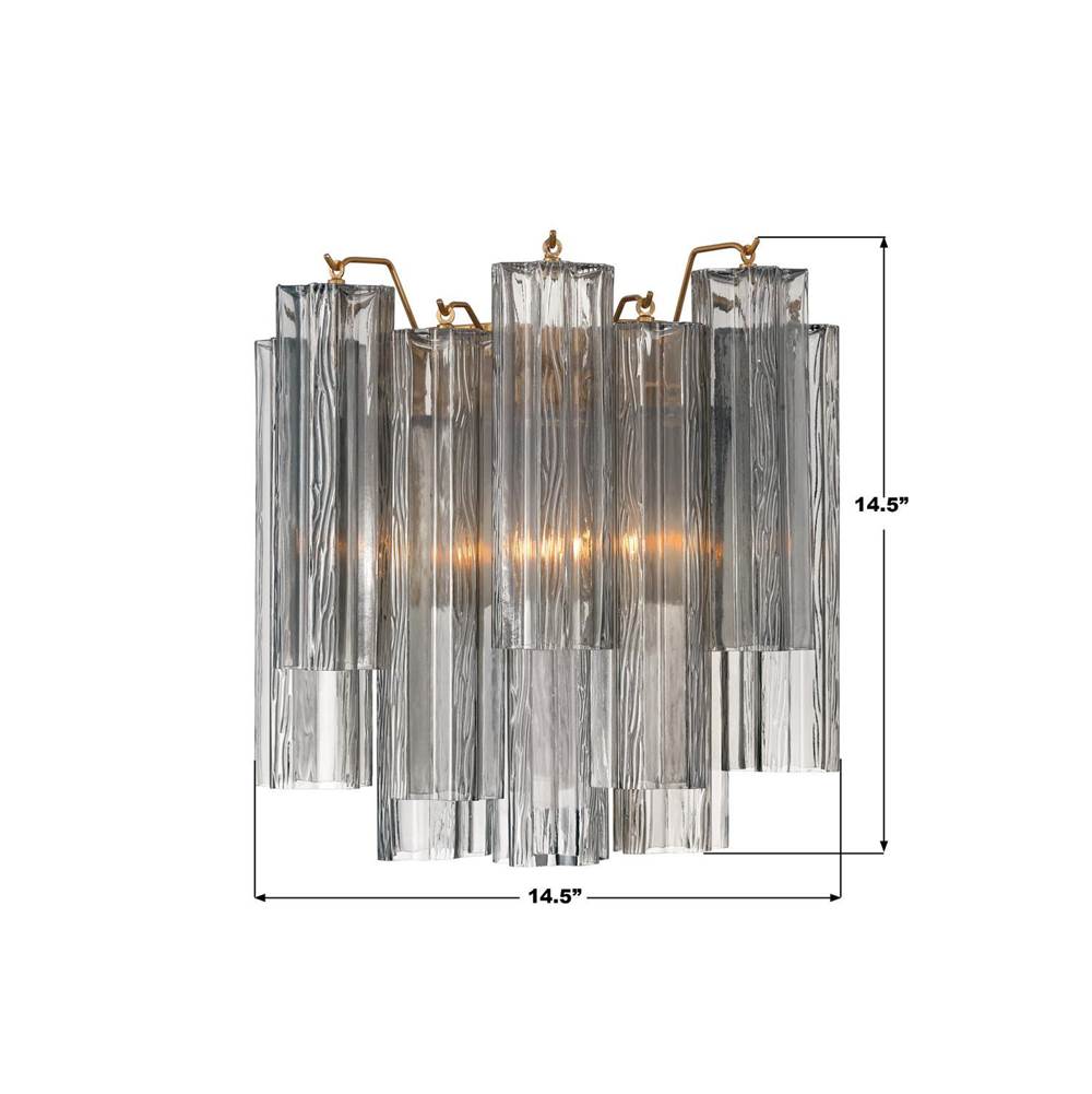 Crystorama ADD-303-AG-SM Aged Brass Addis 2 Light Aged Brass Sconce Image 3