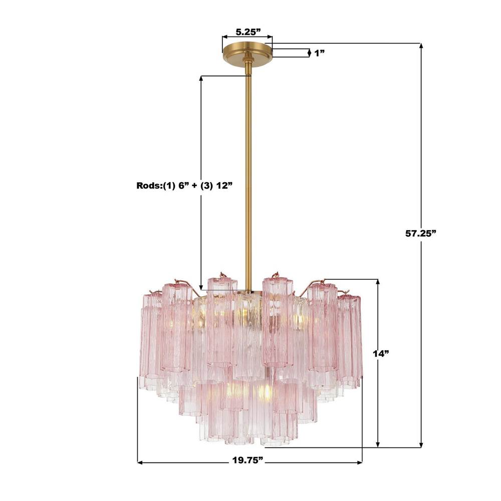 Crystorama ADD-306-AG-SP Aged Brass Addis 6 Light Aged Brass Chandelier Image 2