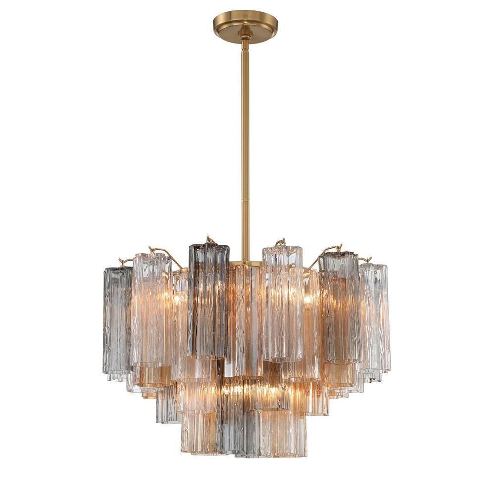 Crystorama Addis 9 Light Aged Brass Chandelier