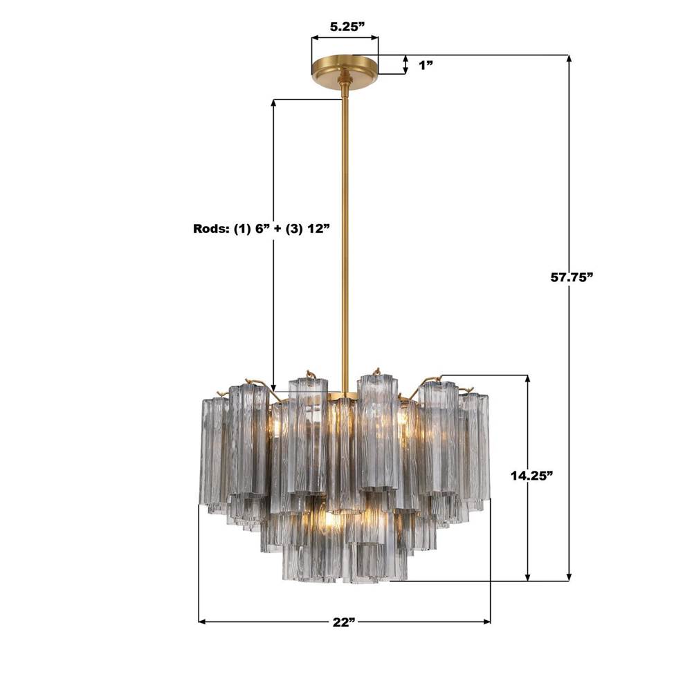 Crystorama ADD-308-AG-SM Aged Brass Addis 9 Light Aged Brass Chandelier Image 2