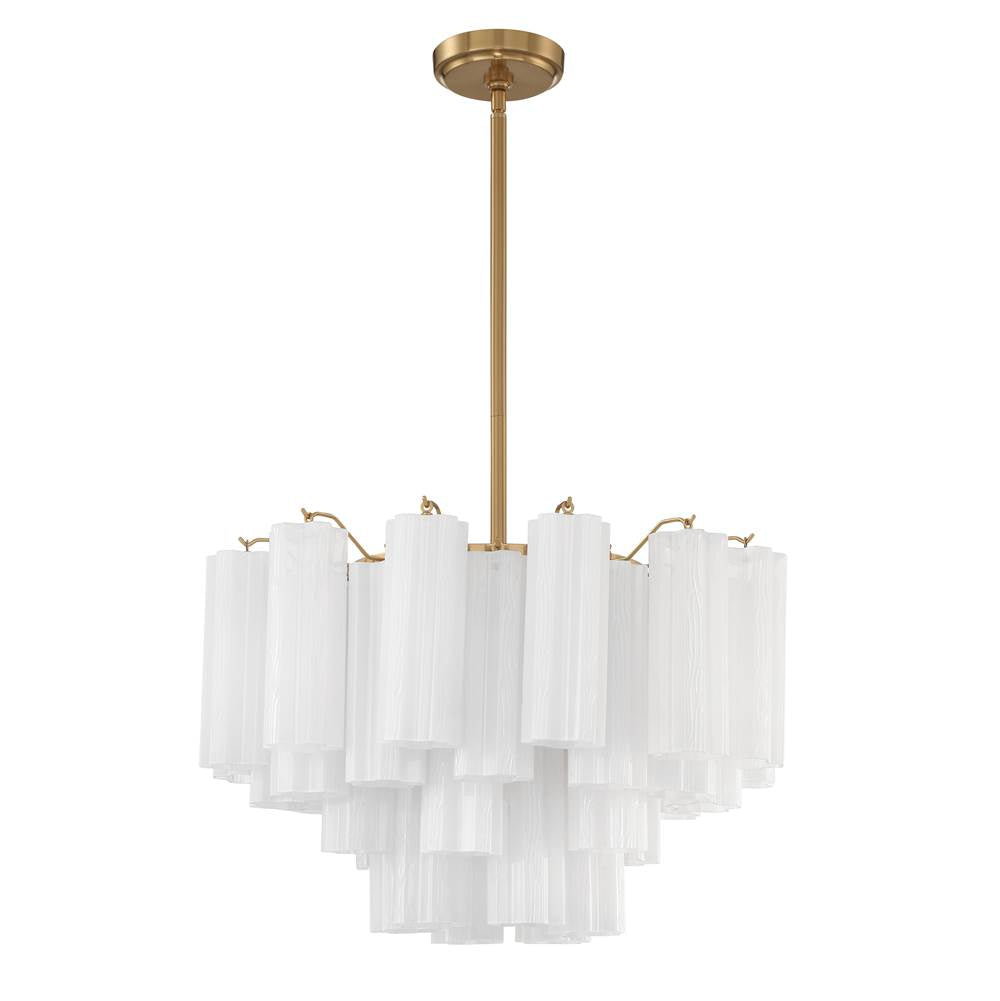 Crystorama ADD-308-AG-WH Aged Brass Addis 9 Light Aged Brass Chandelier Image 1