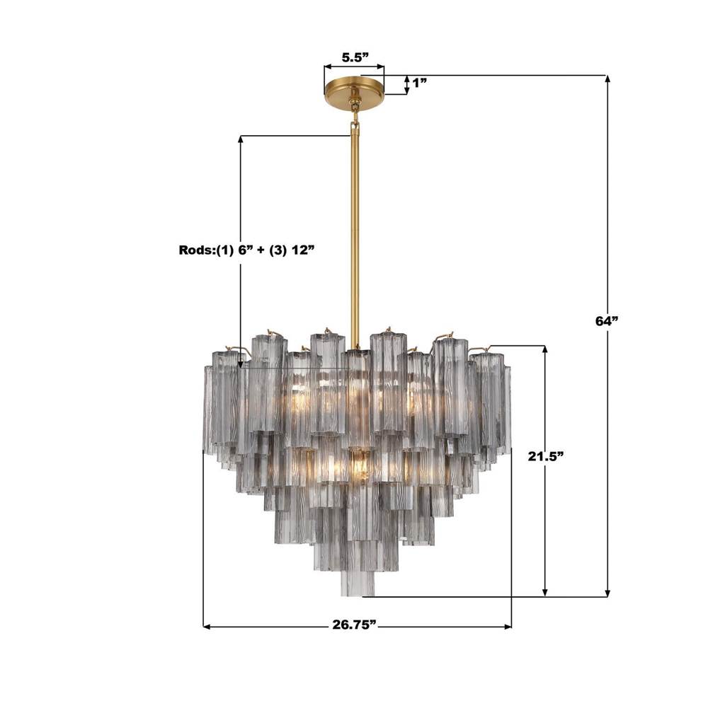 Crystorama ADD-312-AG-SM Aged Brass Addis 12 Light Aged Brass Chandelier Image 2