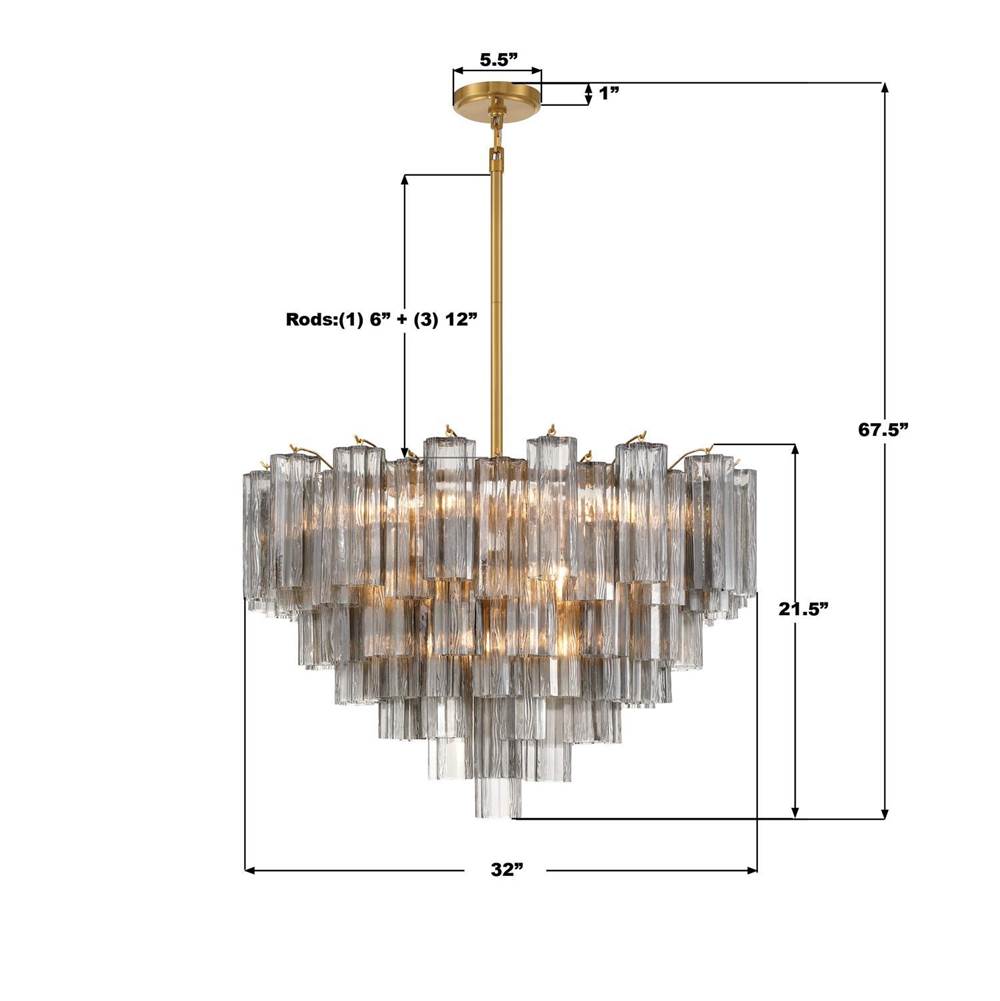 Crystorama ADD-316-AG-SM Aged Brass Addis 16 Light Aged Brass Chandelier Image 2