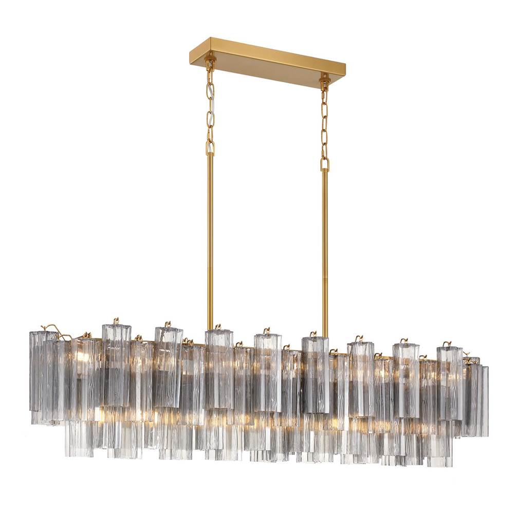 Crystorama ADD-317-AG-SM Aged Brass Addis 14 Light Aged Brass Linear Chandelier Image 1