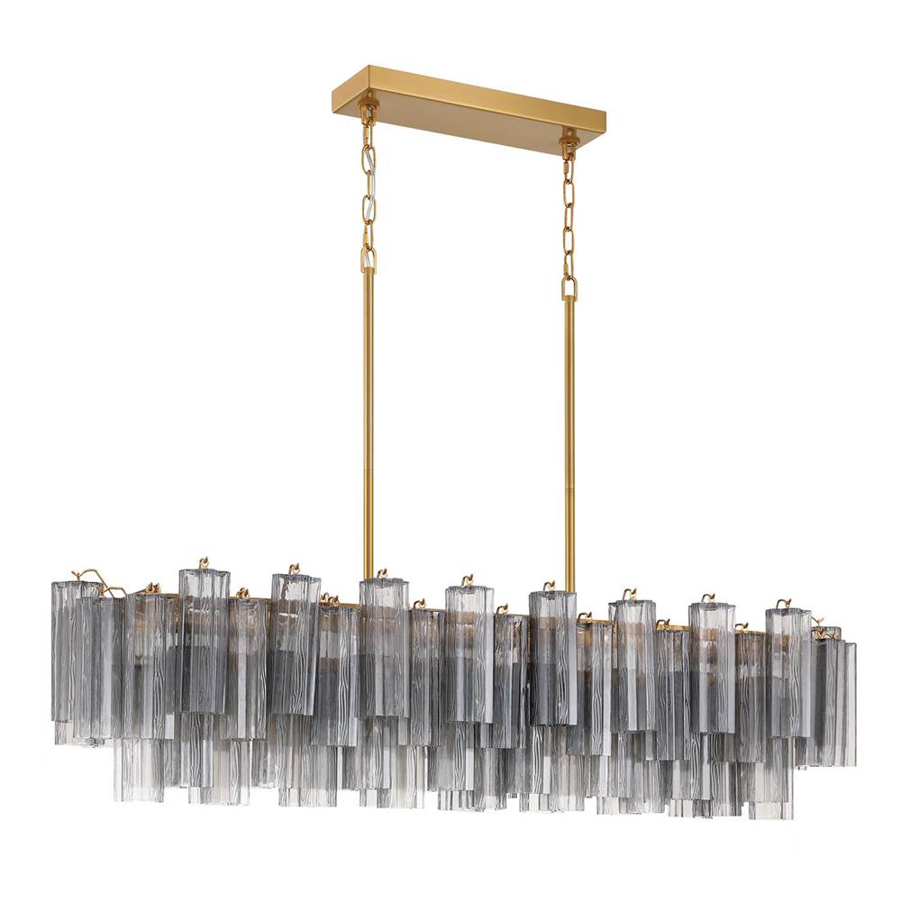 Crystorama Addis 14 Light Aged Brass Linear Chandelier