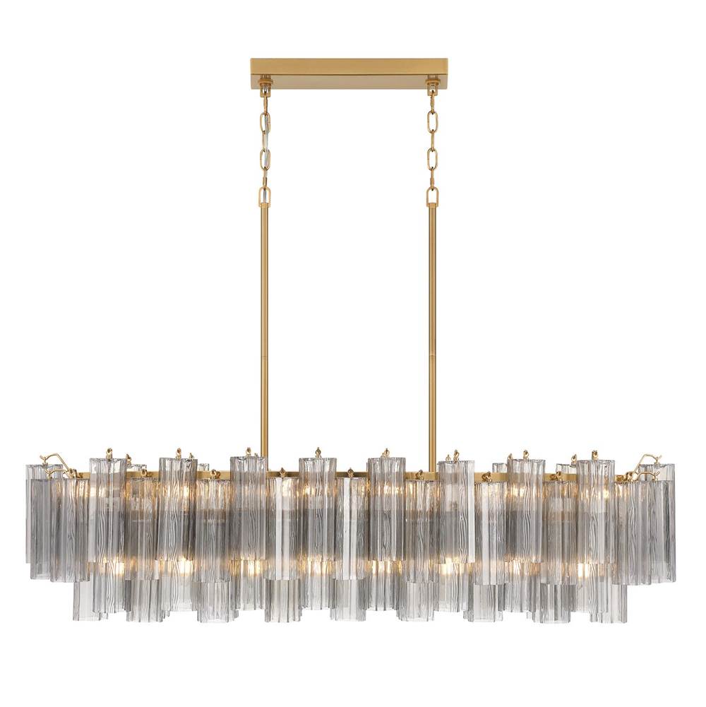 Crystorama ADD-317-AG-SM Aged Brass Addis 14 Light Aged Brass Linear Chandelier Image 7